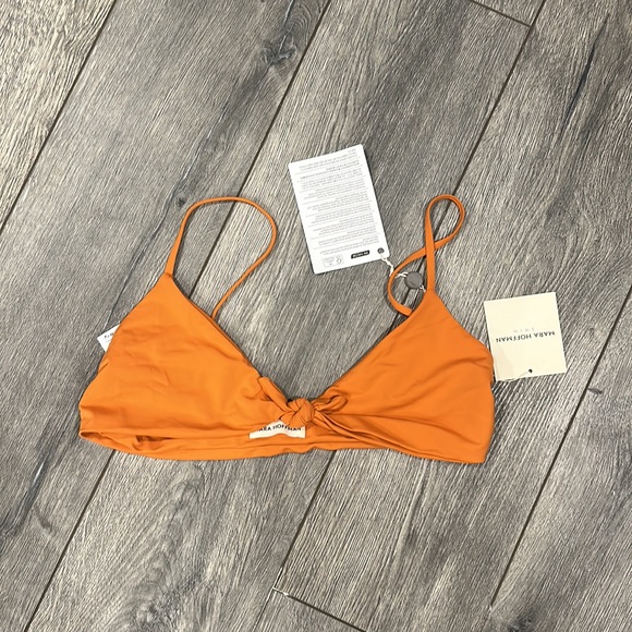 NEW • Mara Hoffman • Carla Tie Front Bikini Swim Top Dark Orange XL Women’s - Picture 2 of 3